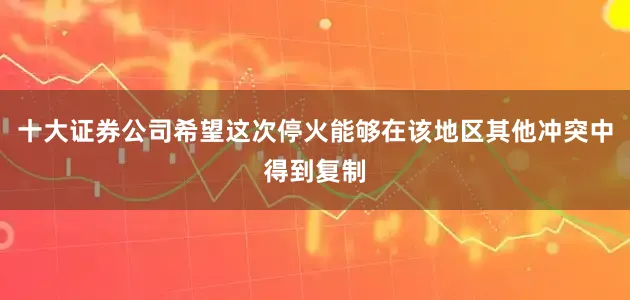 十大证券公司希望这次停火能够在该地区其他冲突中得到复制
