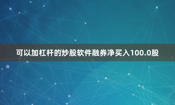 可以加杠杆的炒股软件融券净买入100.0股